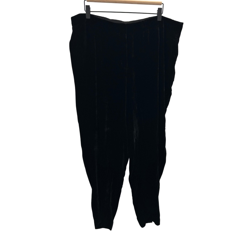 Lafayette 148 New York Womens 18W Black‎ Silk Blend Velvet Tapered Ankle Pants